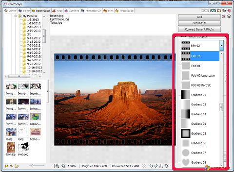 Petikan skrin PhotoScape untuk Windows XP