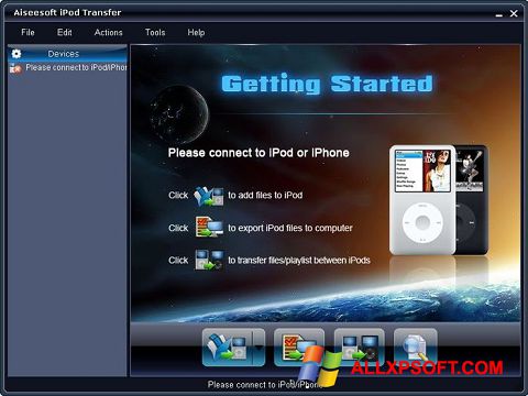 Petikan skrin iPhone PC Suite untuk Windows XP