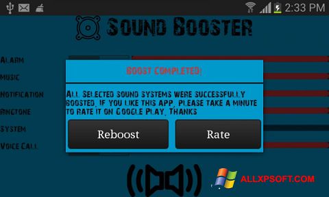 Petikan skrin Sound Booster untuk Windows XP
