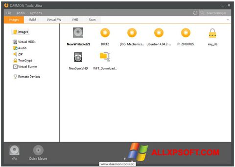Petikan skrin DAEMON Tools Ultra untuk Windows XP