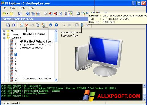 Petikan skrin PE Explorer untuk Windows XP