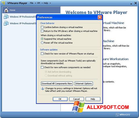 Petikan skrin VMware Player untuk Windows XP