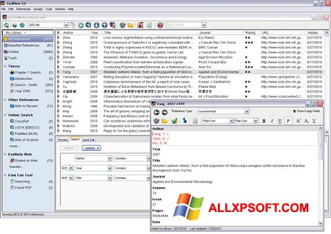 Petikan skrin EndNote untuk Windows XP