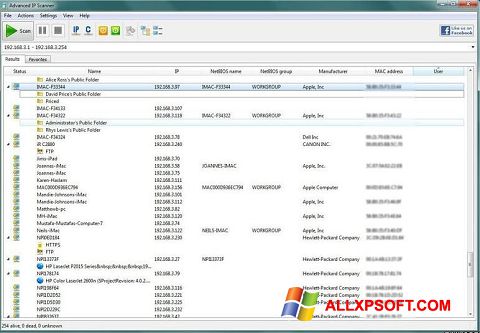 Petikan skrin Advanced IP Scanner untuk Windows XP