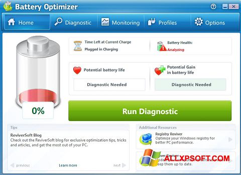 Petikan skrin Battery Optimizer untuk Windows XP