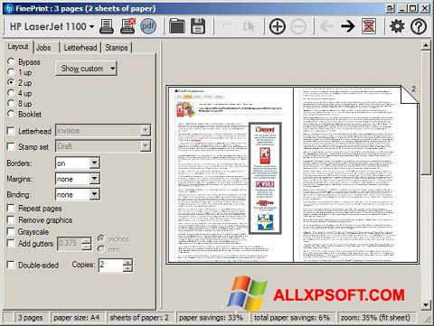 Petikan skrin FinePrint untuk Windows XP