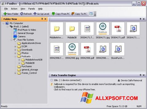 Petikan skrin iFunBox untuk Windows XP