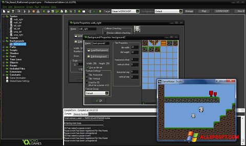 Petikan skrin GameMaker: Studio untuk Windows XP