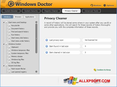 Petikan skrin Windows Doctor untuk Windows XP