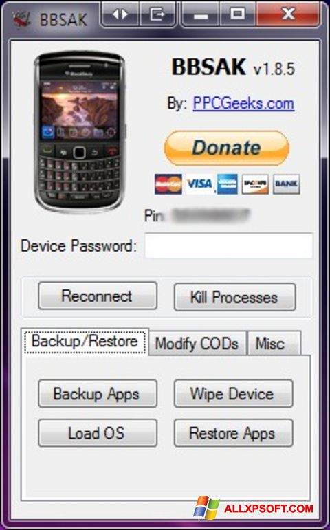 Petikan skrin BBSAK untuk Windows XP