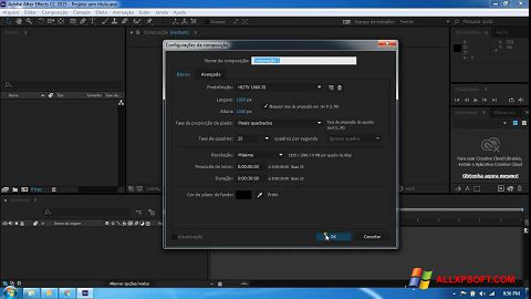 Petikan skrin Adobe After Effects CC untuk Windows XP