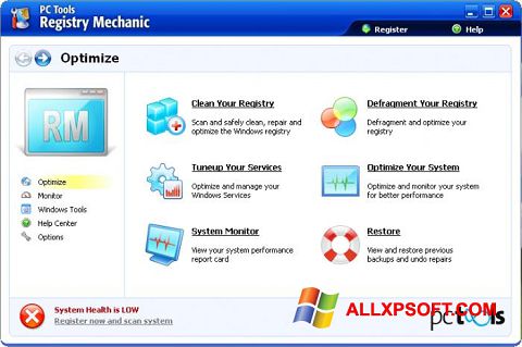 Petikan skrin Registry Mechanic untuk Windows XP