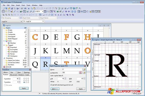 Petikan skrin Font Creator untuk Windows XP