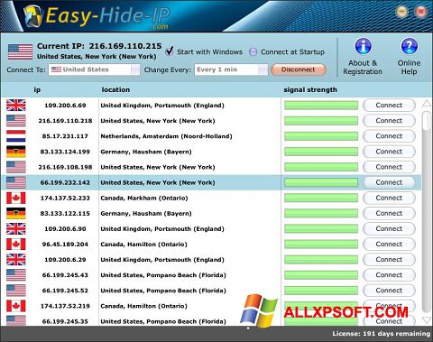 Petikan skrin Hide IP Easy untuk Windows XP