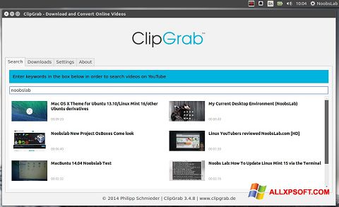 Petikan skrin ClipGrab untuk Windows XP