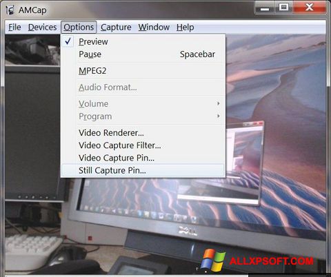 Petikan skrin AMCap untuk Windows XP