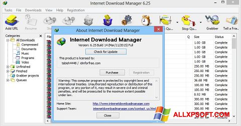 Petikan skrin Internet Download Manager untuk Windows XP