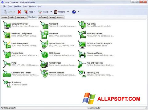 Petikan skrin SiSoftware Sandra untuk Windows XP