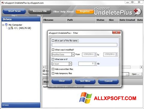 Petikan skrin Undelete Plus untuk Windows XP