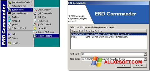 Petikan skrin ERD Commander untuk Windows XP