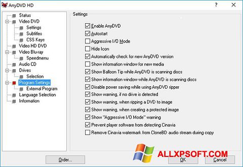 Petikan skrin AnyDVD untuk Windows XP