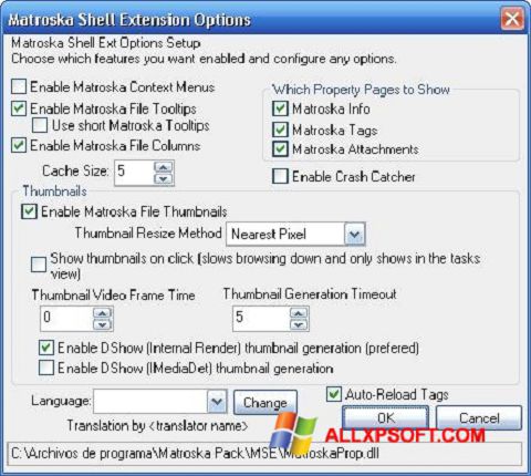 Petikan skrin Matroska Pack Full untuk Windows XP