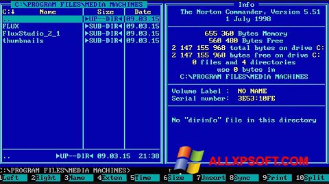 Petikan skrin Norton Commander untuk Windows XP