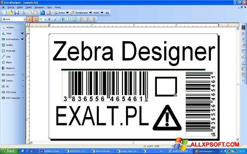 Petikan skrin Zebra Designer untuk Windows XP