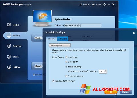 Petikan skrin AOMEI Backupper untuk Windows XP
