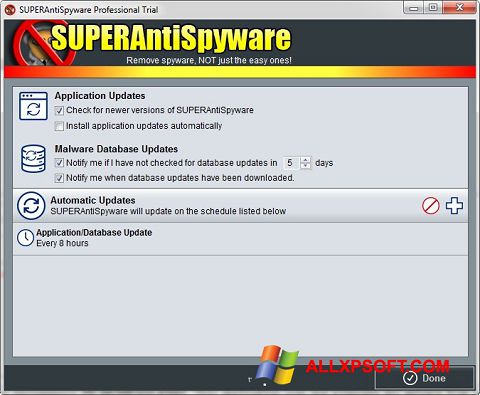 Petikan skrin SUPERAntiSpyware untuk Windows XP