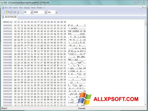 Petikan skrin HxD Hex Editor untuk Windows XP
