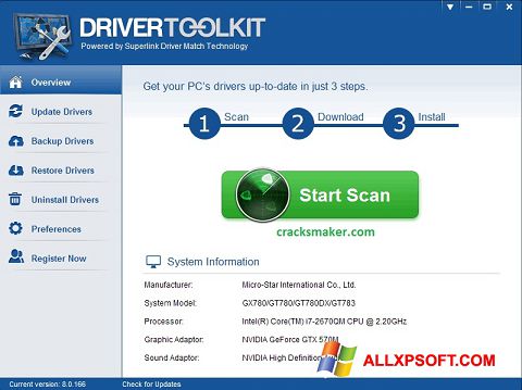 Petikan skrin Driver Toolkit untuk Windows XP
