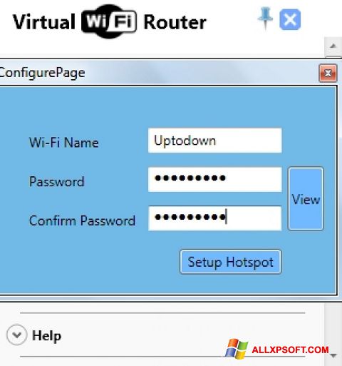 Petikan skrin Virtual WiFi Router untuk Windows XP
