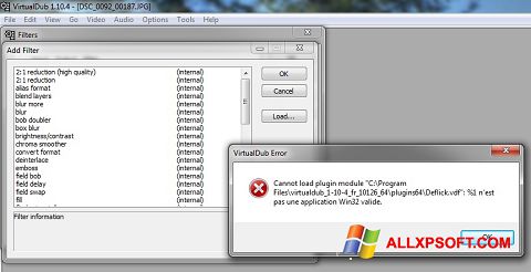 Petikan skrin VirtualDub untuk Windows XP