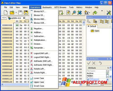 Petikan skrin Hex Editor Neo untuk Windows XP