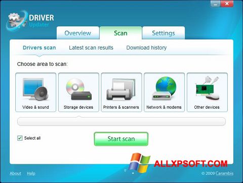 Petikan skrin Carambis Driver Updater untuk Windows XP