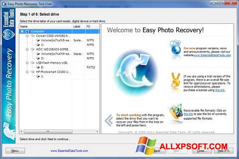 Petikan skrin Easy Photo Recovery untuk Windows XP
