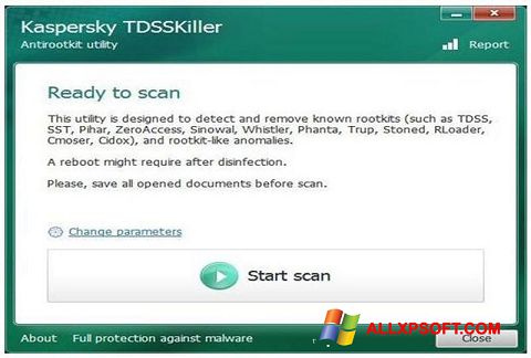 Petikan skrin Kaspersky TDSSKiller untuk Windows XP