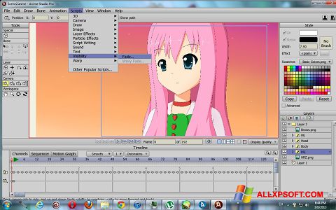 Petikan skrin Anime Studio untuk Windows XP