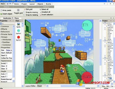 Petikan skrin Construct Classic untuk Windows XP