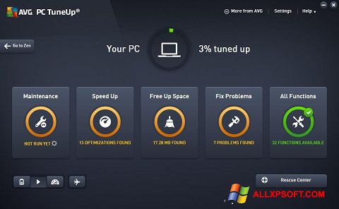 Petikan skrin AVG PC Tuneup untuk Windows XP