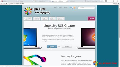 Petikan skrin LinuxLive USB Creator untuk Windows XP