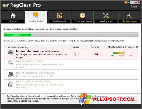 Petikan skrin RegClean Pro untuk Windows XP