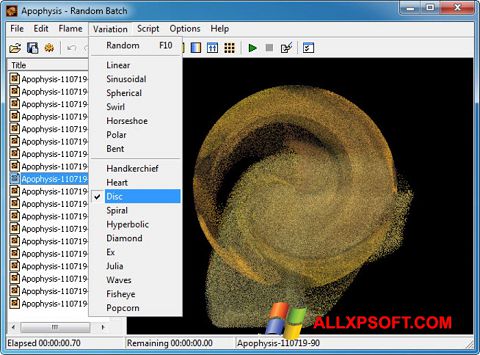 Petikan skrin Apophysis untuk Windows XP