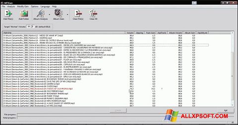 Petikan skrin MP3Gain untuk Windows XP