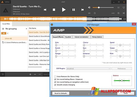 Petikan skrin AIMP untuk Windows XP
