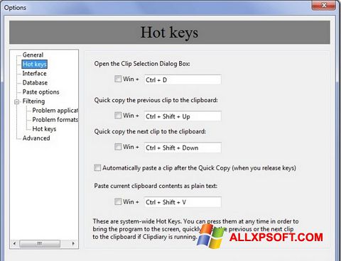 Petikan skrin Clipdiary untuk Windows XP