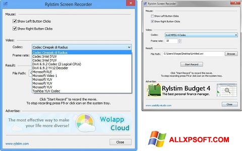 Petikan skrin Rylstim Screen Recorder untuk Windows XP