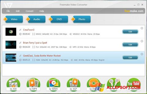 Petikan skrin Freemake Video Converter untuk Windows XP