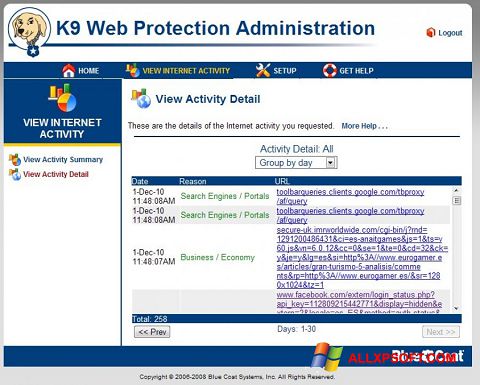 Petikan skrin K9 Web Protection untuk Windows XP